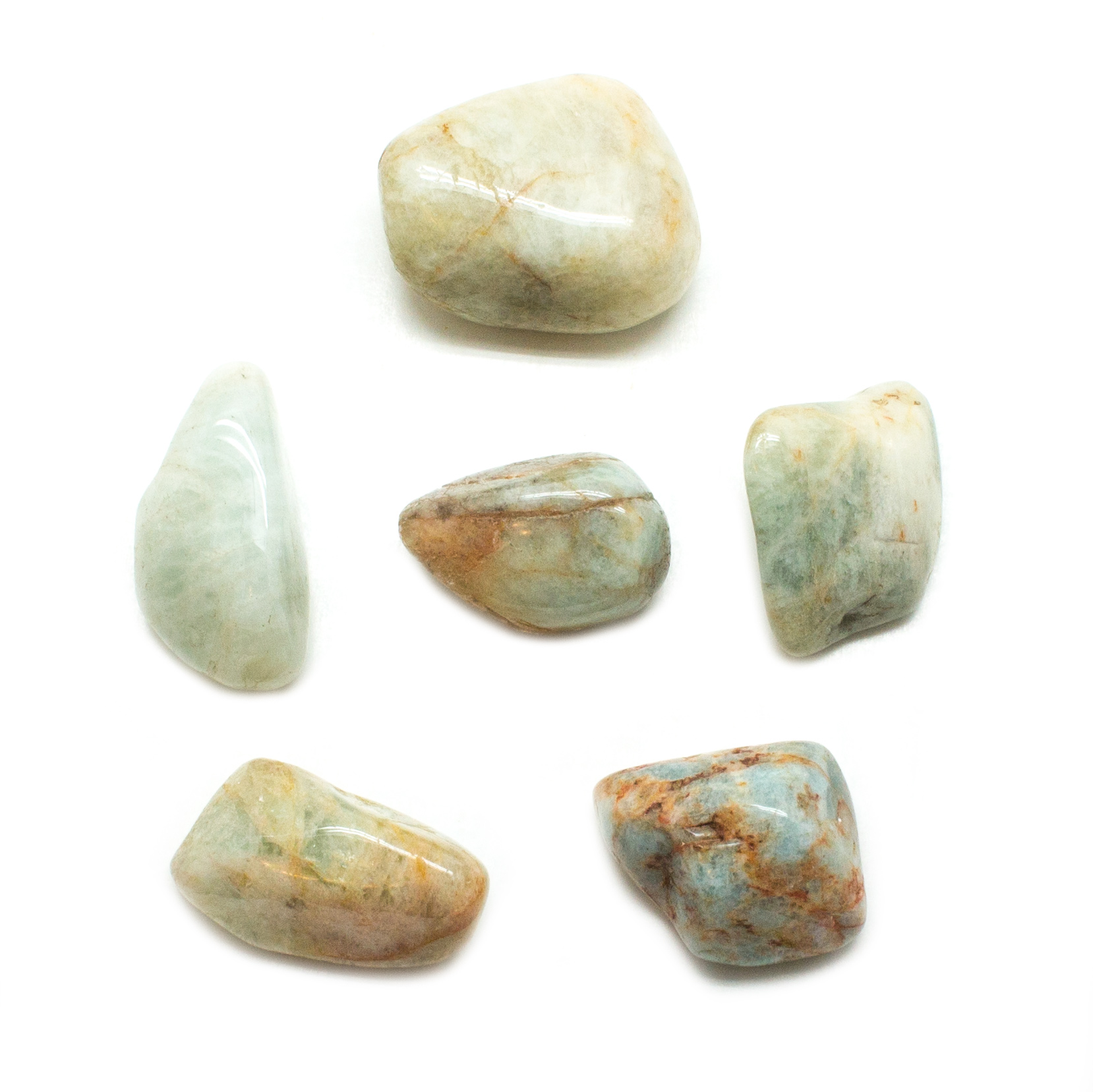 Polished Aquamarine Tumbled Stone Approx 12-23 for Wire Wrapping or Crystal Grid Supply BIN-0313