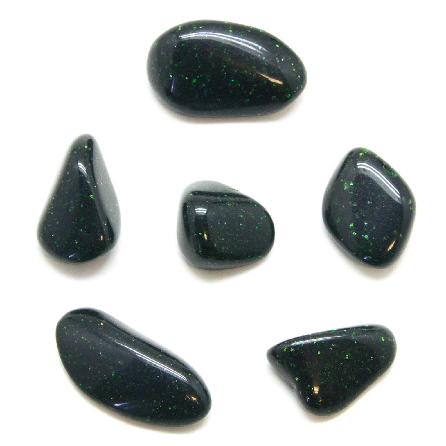 Green Goldstone Tumbled Stone Set (Medium) Crystal Vaults