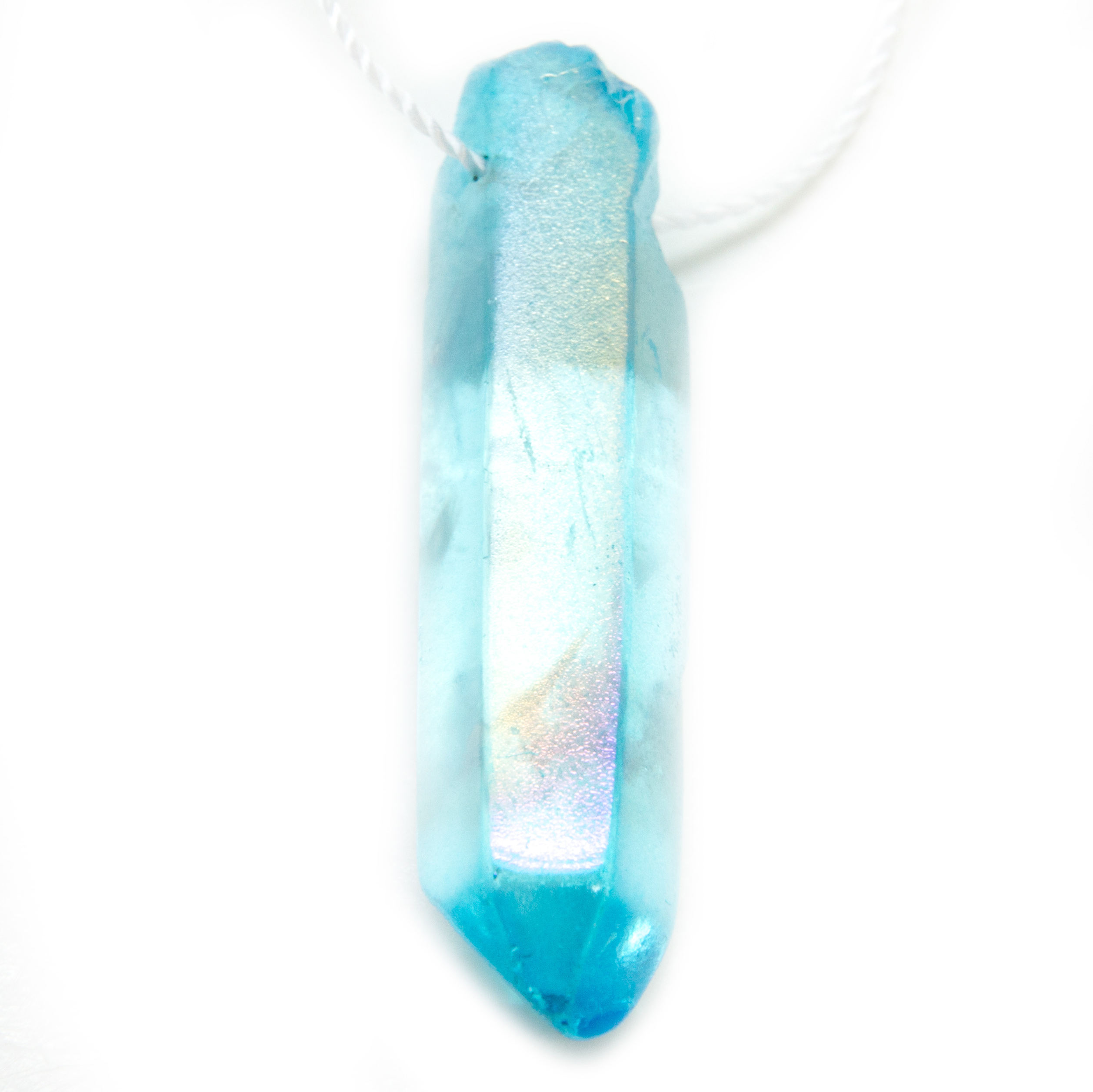 Aqua Aura Quartz Crystal Necklace | Radiant Heart Sacred Geometry - VOLTLIN