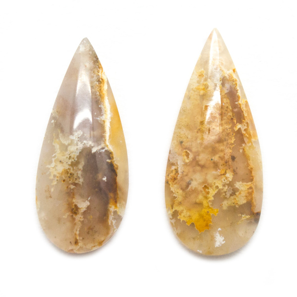 Plume Agate Cabochon Pair-0
