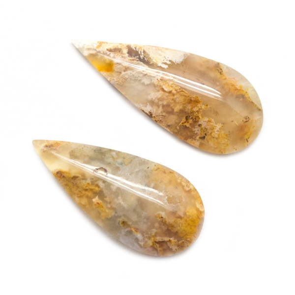 Plume Agate Cabochon Pair-109803