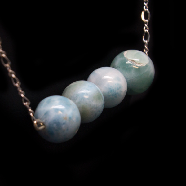 Sterling Silver Larimar Bead Necklace-114881