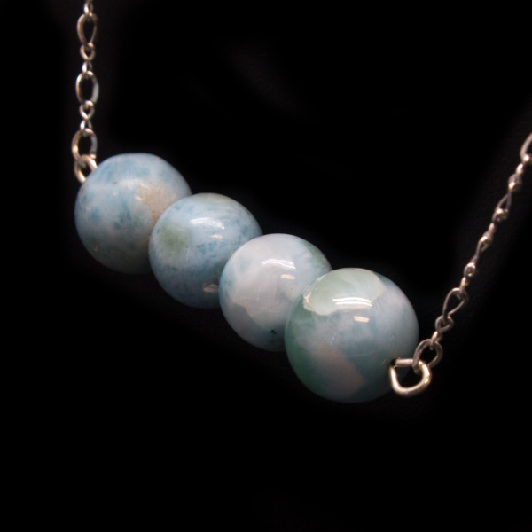 Sterling Silver Larimar Bead Necklace-114882