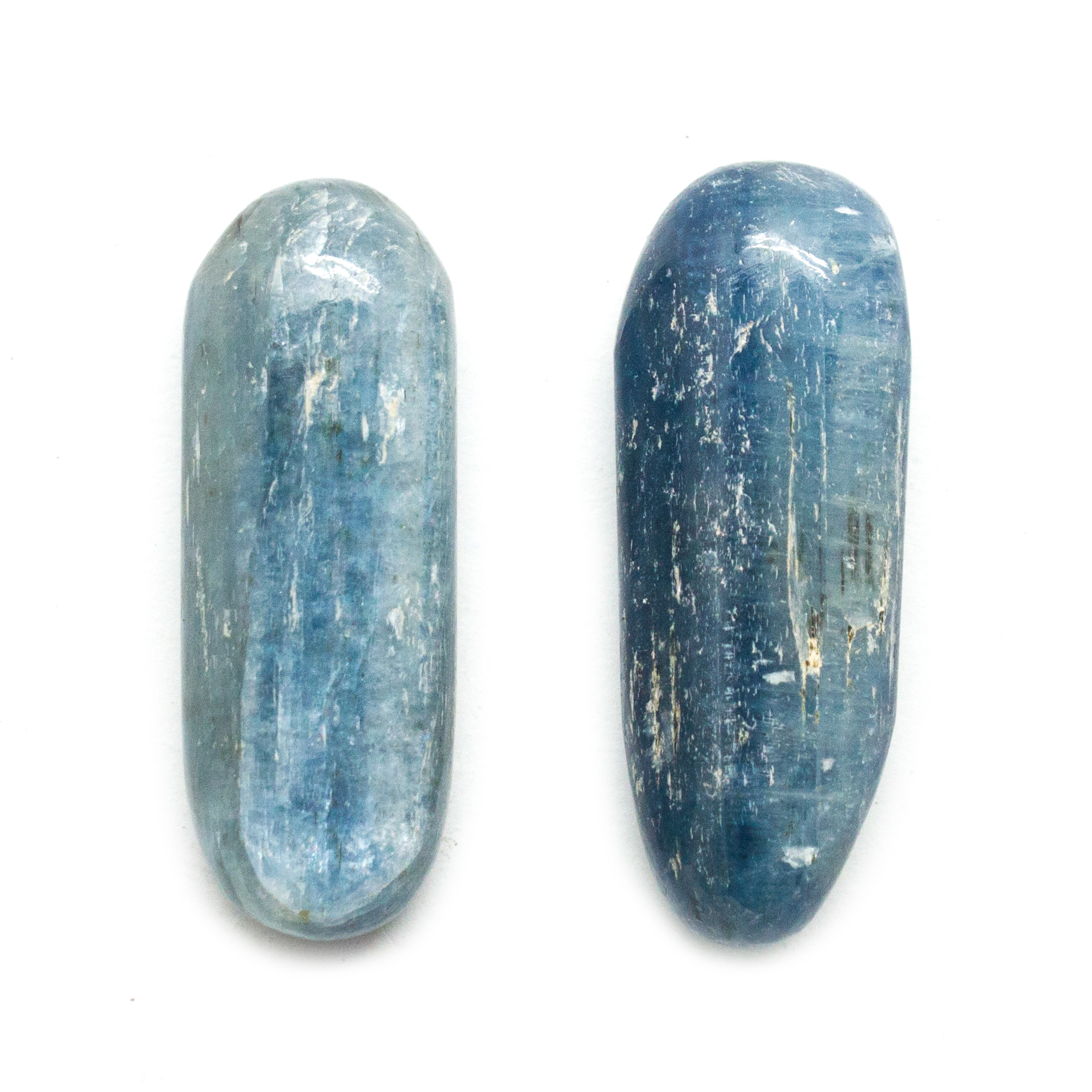 Paar blauwe kyaniet getrommelde stenen (Medium)-120555