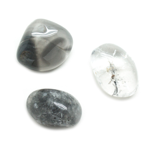 Quartz with Black Inclusions Tumbled Stone Set(Large)-0