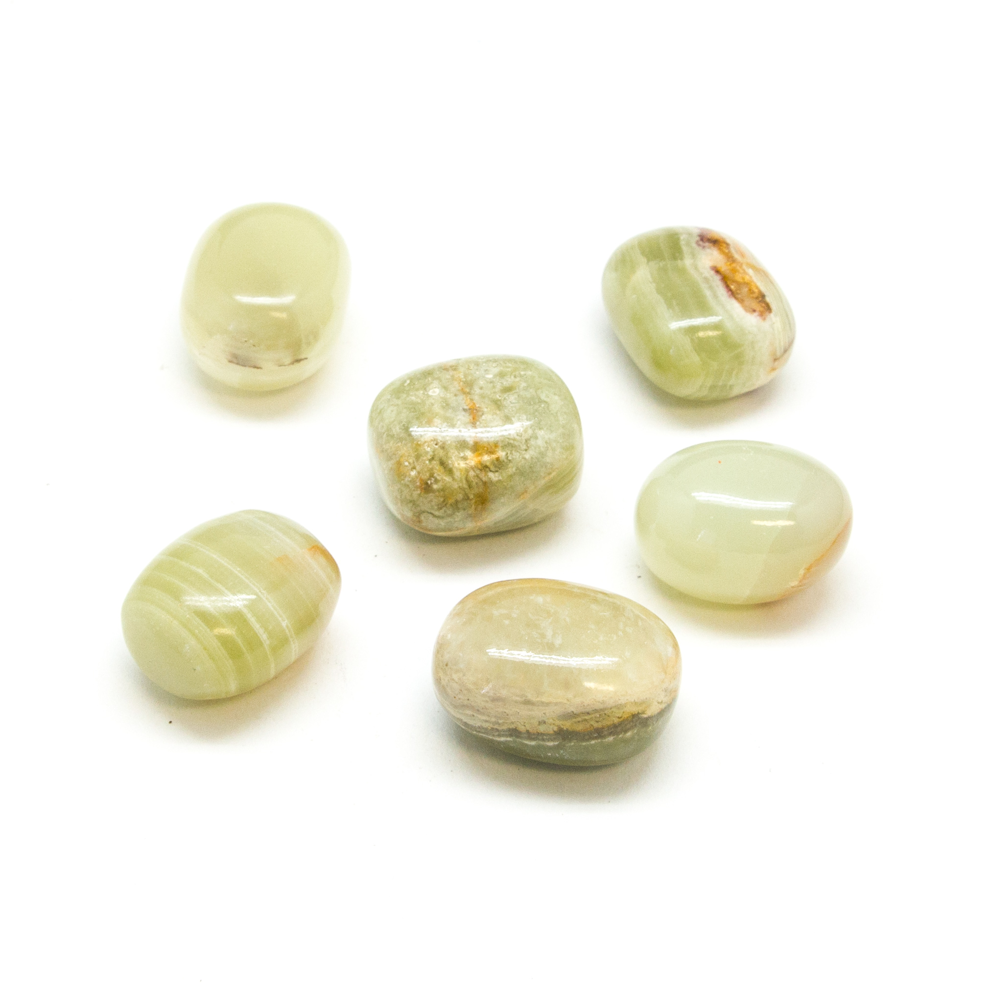 Green Onyx Tumbled Stone Set Large Crystal Vaults