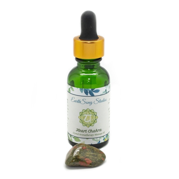 Heart Chakra Massage Oil with Unakite Crystal-189383