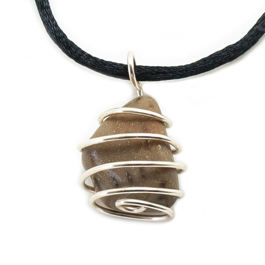 Petrfied Palm Root Crystal Pendant boho pendant antique toned wire gemstone pendant