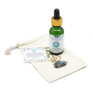 Throat Chakra Massage Oil with Lapis Lazuli Crystal-0