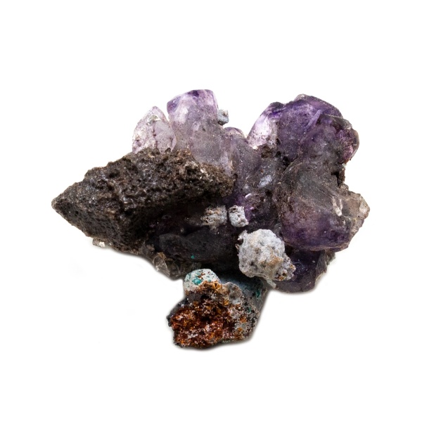 Violet Fluorite Crystal on Matrix-0