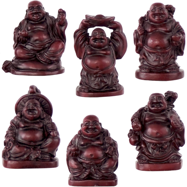 Poly resin set of six Buddhas