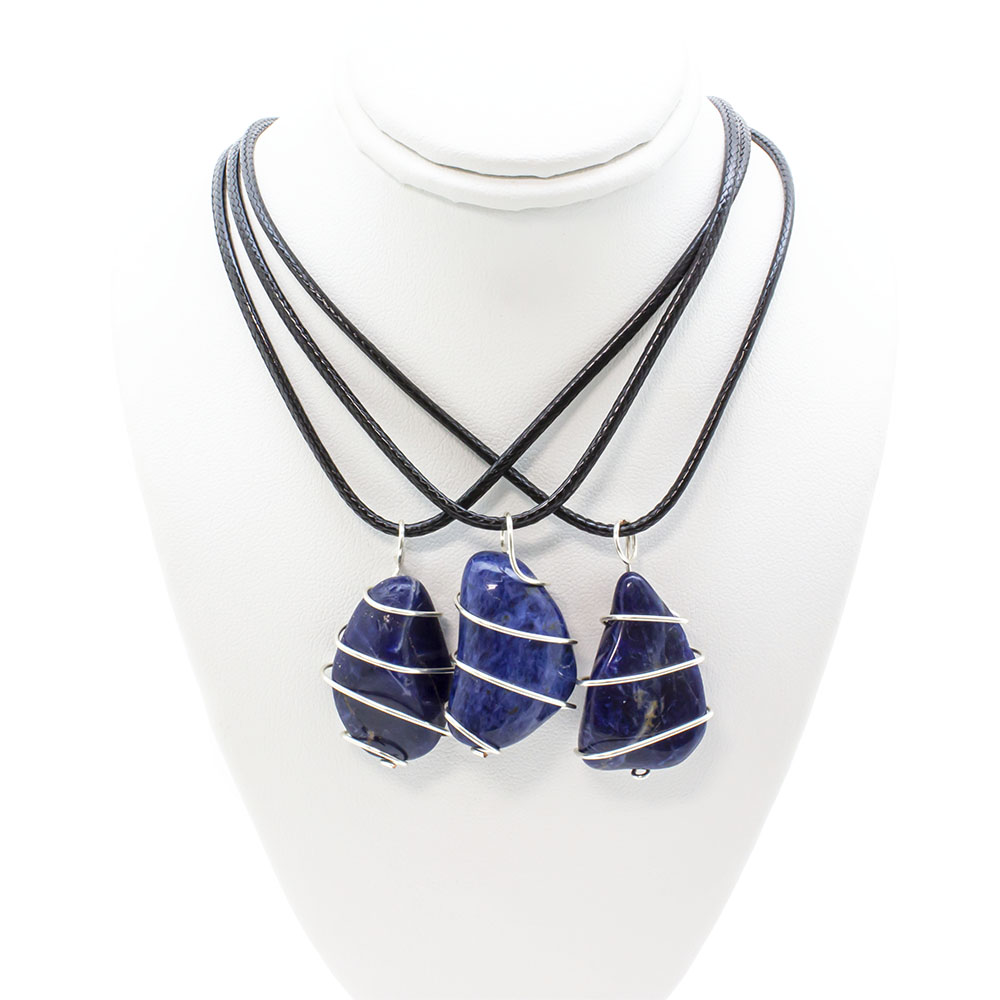 Sodalite Spiral Wrapped Pendant - Crystal Vaults