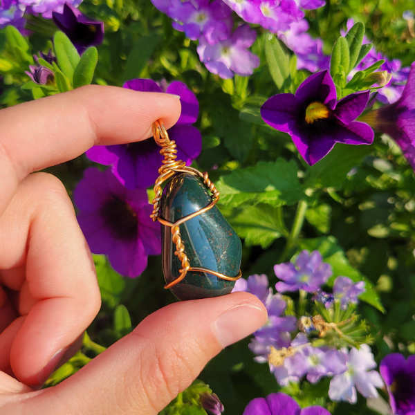 Bloodstone Wire Wrapped Pendant