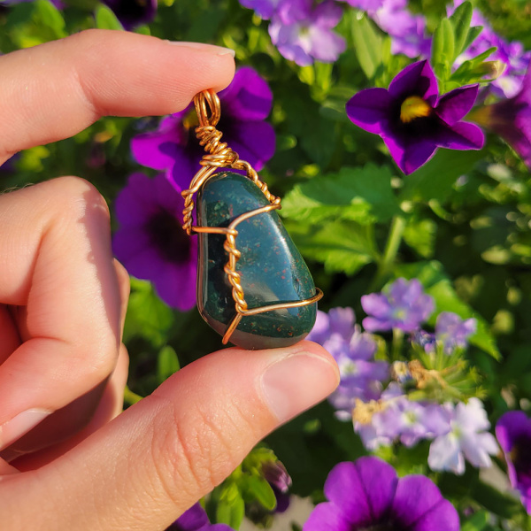 Bloodstone Wire Wrapped Pendant - Image 2