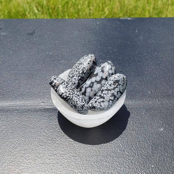 Snowflake Obsidian Tumbled Aura Pair (Small) - Image 3