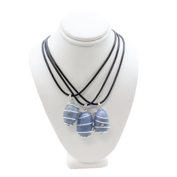 Angelite Spiral Wrapped Pendant