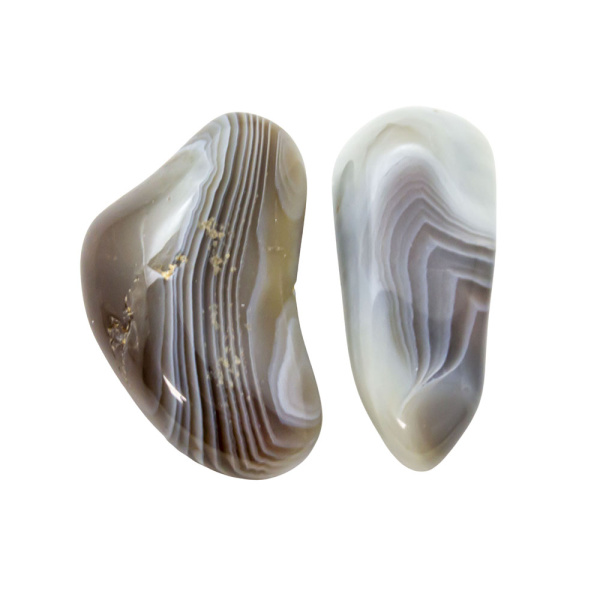 Silver Banded Agate Tumbled Pair (Aura Small)