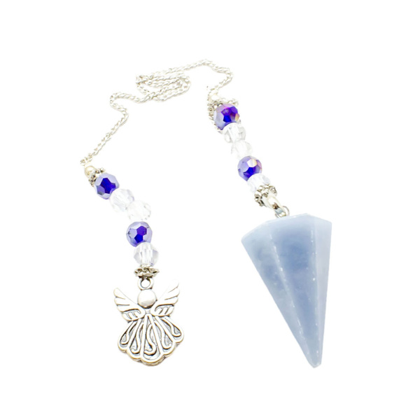Angelite Hexagonal Pendulum with Angel Charm - Image 2