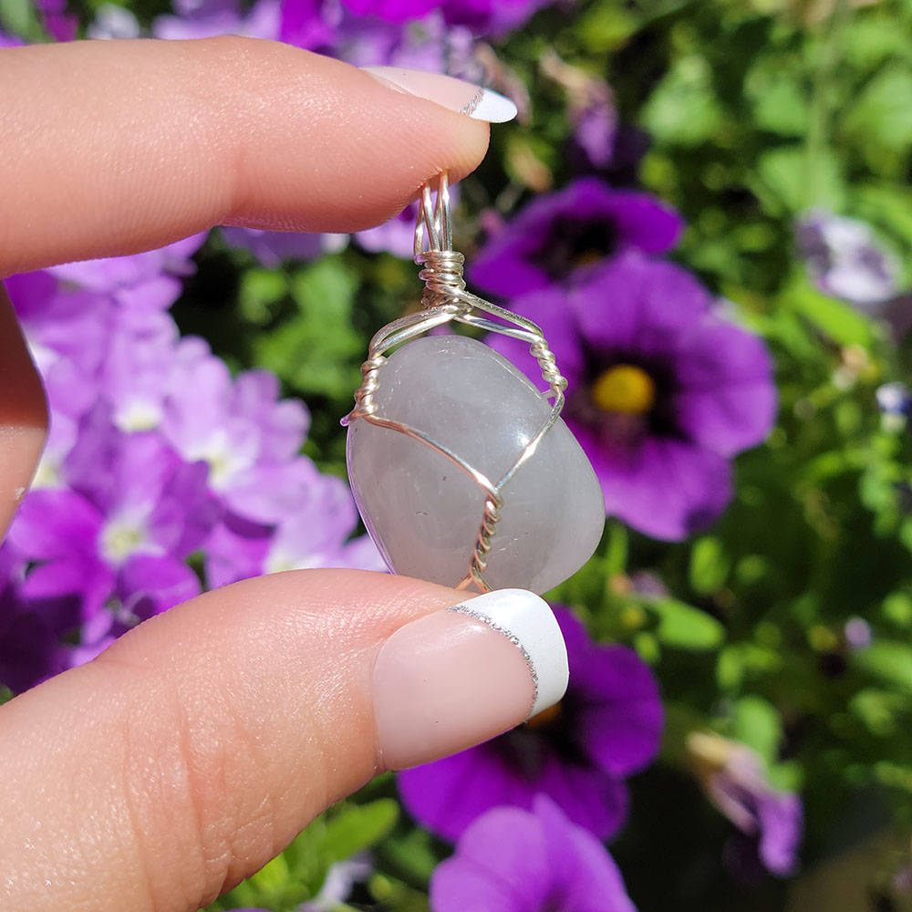 Luna Rose Quartz Wire Wrapped Pendant - Crystal Vaults