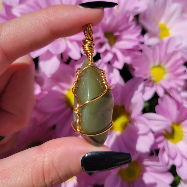 Chrysoprase Wire Wrapped Pendant - Image 2