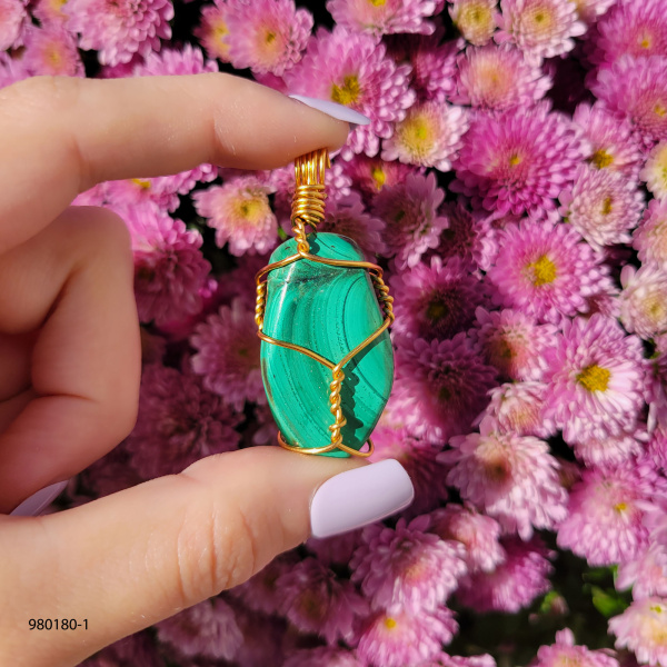 Malachite Wire Wrapped Pendant - Image 4