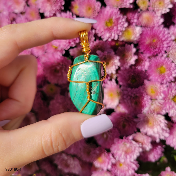 Malachite Wire Wrapped Pendant - Image 3