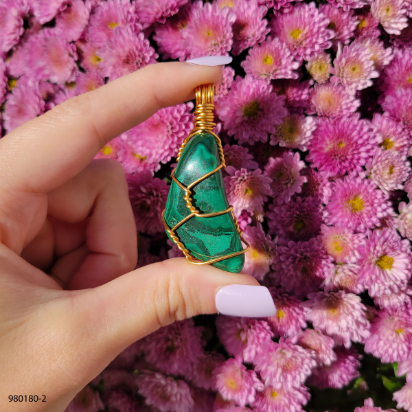Malachite Wire Wrapped Pendant - Image 2