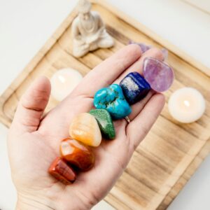 chakra body layout with crystals