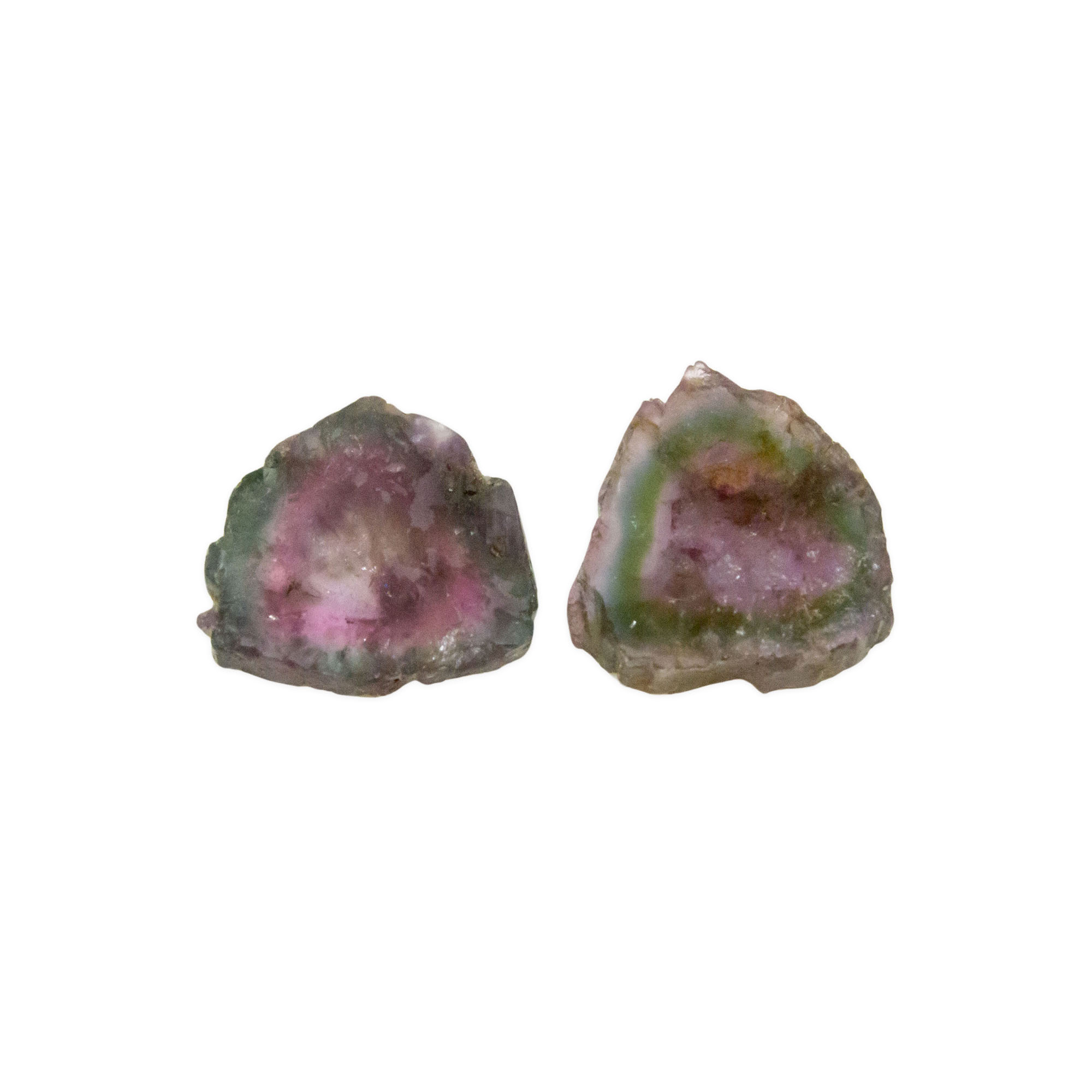 Watermelon Tourmaline Slice Pair