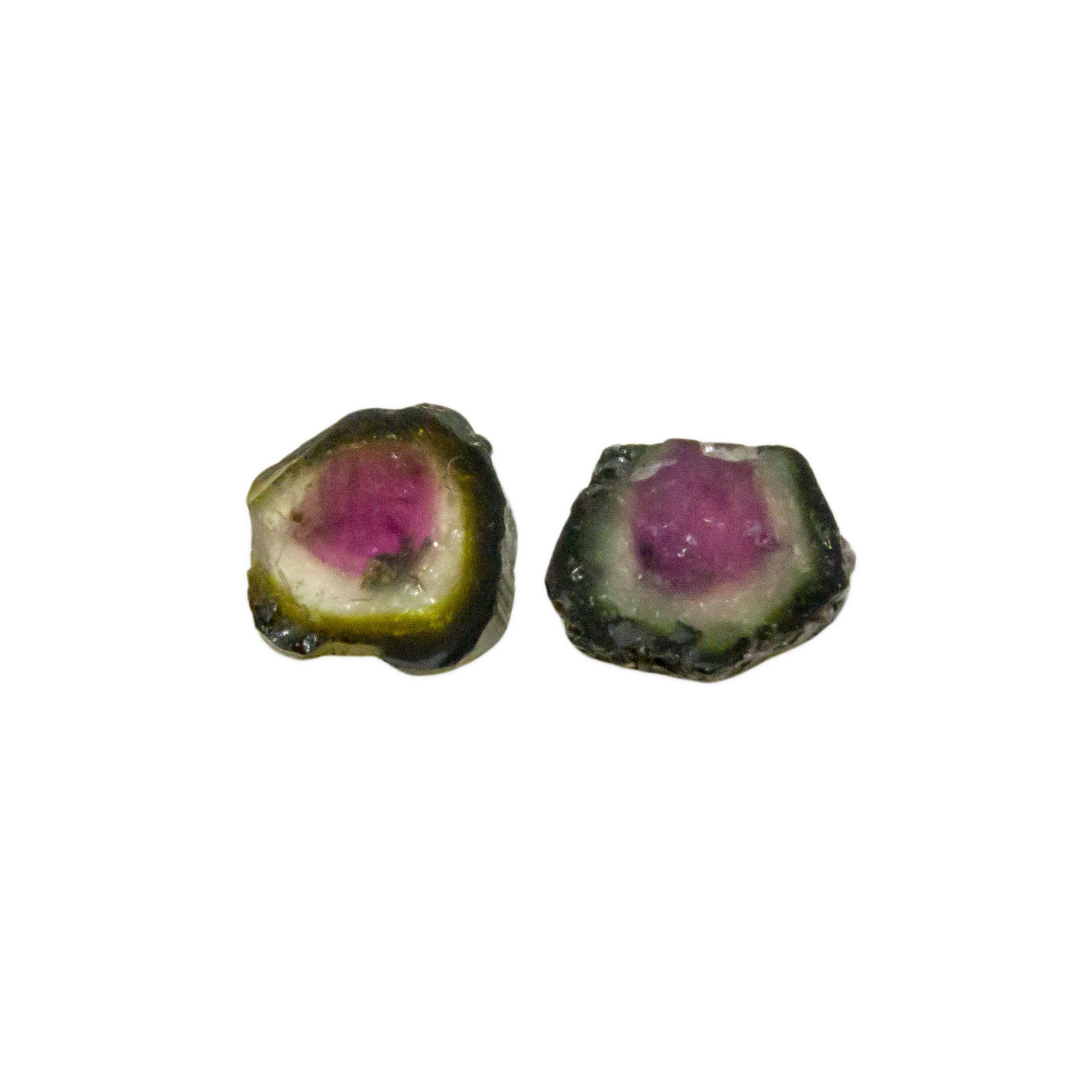Watermelon Tourmaline Slice Pair