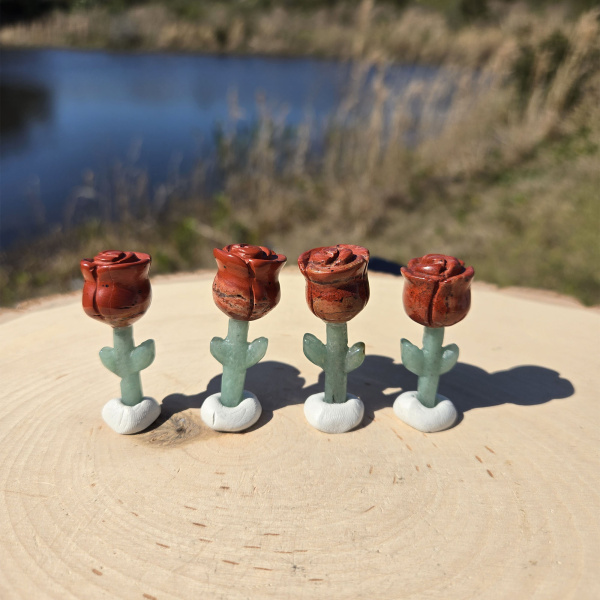 Leap Year Red Jasper + Green Aventurine Rose