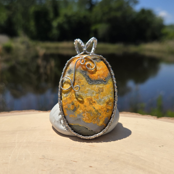 Bumble Bee Jasper Wire Wrapped Pendant