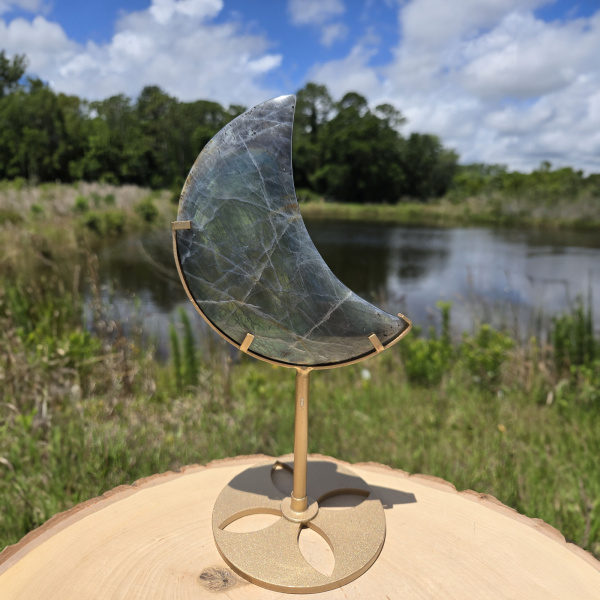 Labradorite Moon on Stand