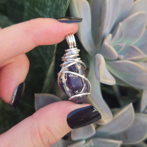 Brandberg Amethyst Wire Wrapped Pendant