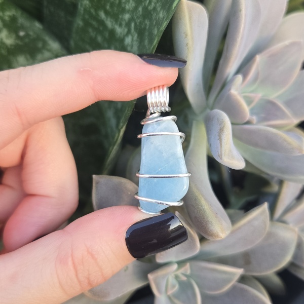 Aquamarine Wire Wrapped Pendant