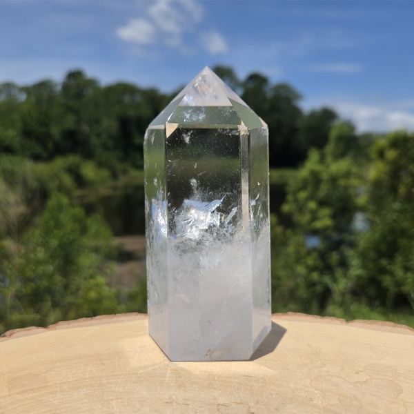 Clear Quartz Tower with Rainbow