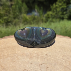 Rainbow Obsidian Double Heart