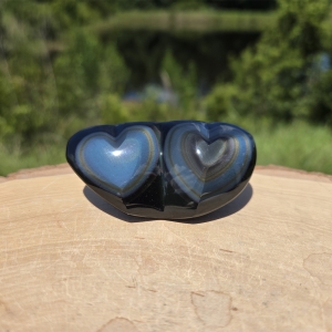 Rainbow Obsidian Double Heart