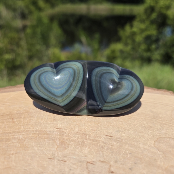 Rainbow Obsidian Double Heart
