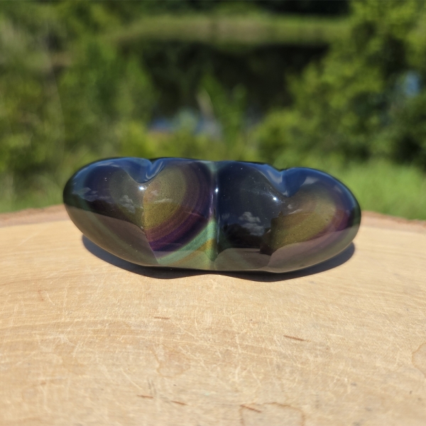 Rainbow Obsidian Double Heart
