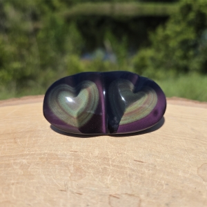 Rainbow Obsidian Double Heart