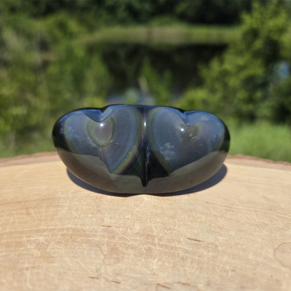 Rainbow Obsidian Double Heart