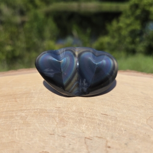 Rainbow Obsidian Double Heart