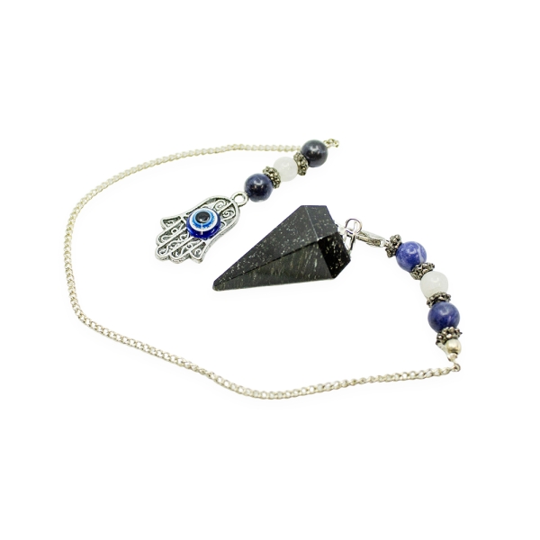 Blue Tiger's Eye Hexagonal Pendulum - Image 2