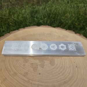 Satin Spar Selenite 7 Chakra Charging Plate