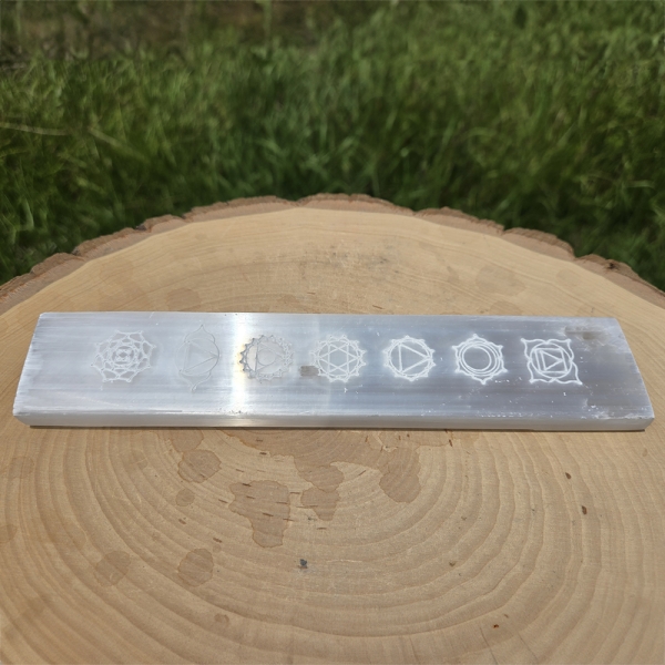 Satin Spar Selenite 7 Chakra Charging Plate