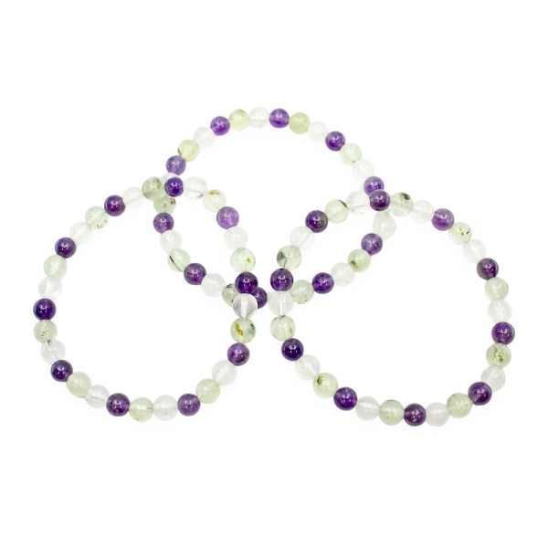 Amethyst, Prehnite, & Clear Quartz Bracelet - Image 2