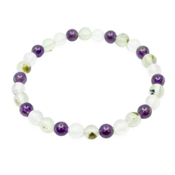 Amethyst, Prehnite, & Clear Quartz Bracelet - Image 3