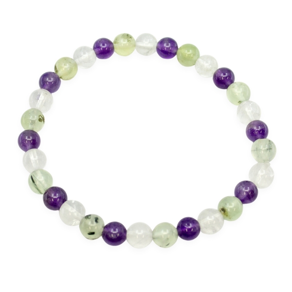 Amethyst, Prehnite, & Clear Quartz Bracelet - Image 4