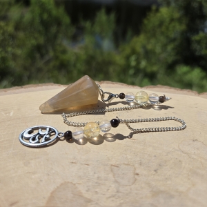 Citrine Hexagonal Pendulum with Om Charm